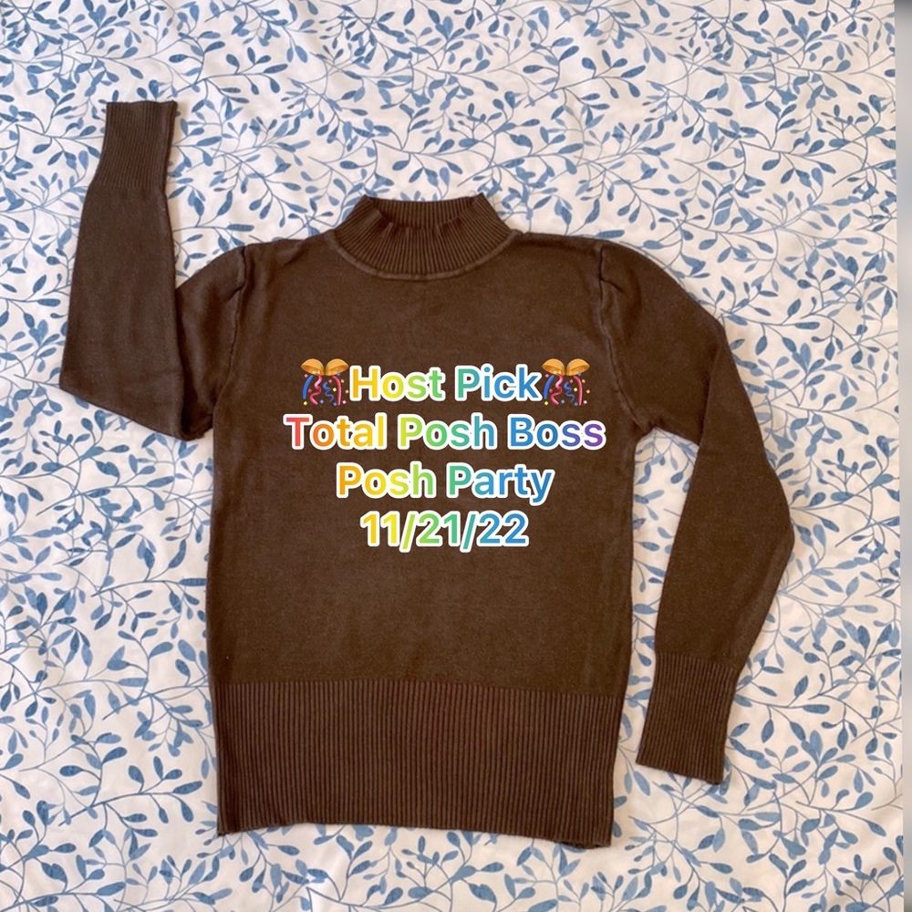 4 for $25 Body Hugging Mock Neck Brown Sweater